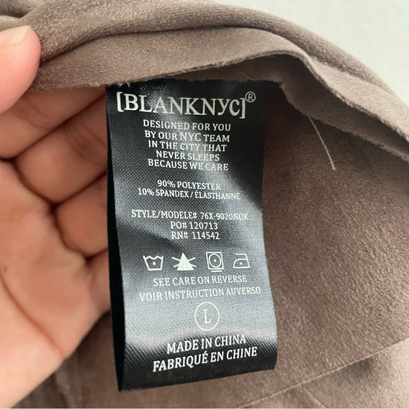 Blank NYC Drape Front Faux Suede Tan Jacket Size Large - Picture 3 of 8
